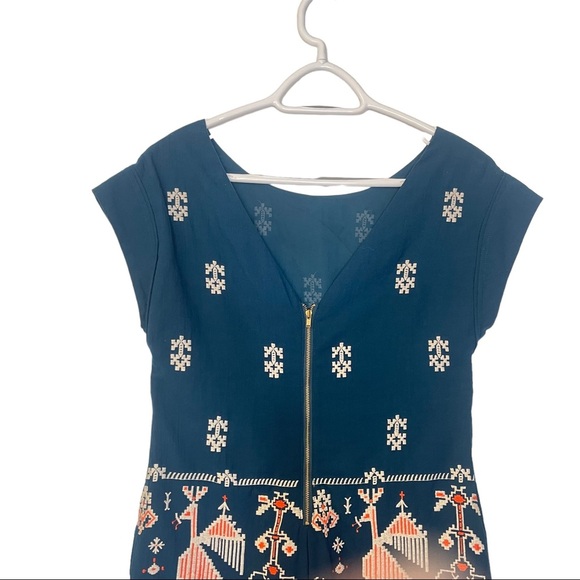 Anthropologie Floreat Avian Mist Sheath Teal Tourquoise Embroidered Mini… - Picture 7 of 14